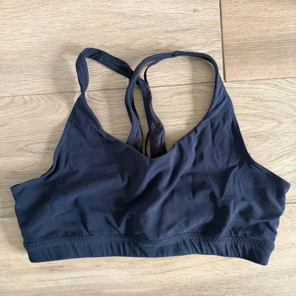 Athleta Navy Strappy-Back V-Neck Sports Bra Size XL